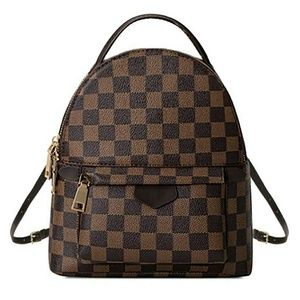 Leather Checker Purse Backpack Designer Inspired